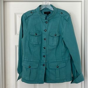 NWT Talbots Teal Denim Jacket Size Large